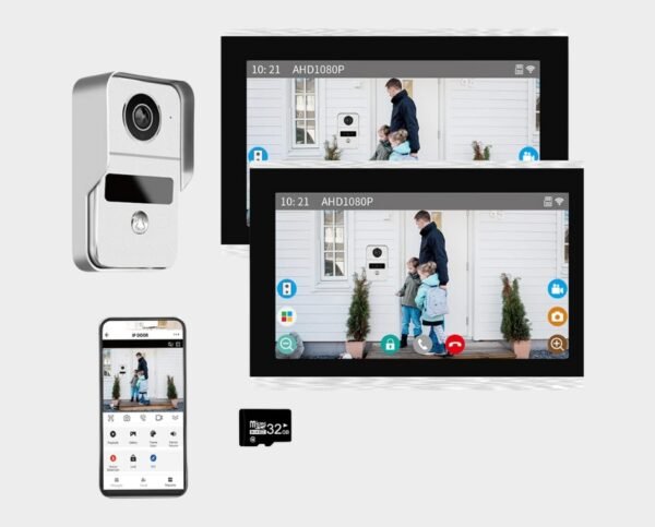 Wireless Video Doorbell Intercom with 2PC 10 inch Touch Monitor System(Wired)