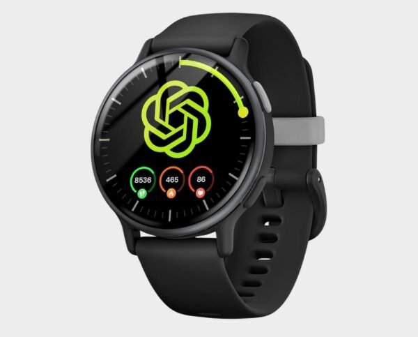 AI ChatGPT Translator Watch, Fitness Tracking, Heart Rate & Sleep Monitor, OLED Display, Titanium Alloy IP68 Waterproof, Multi-Sport Modes,Foreign Language Translator，Black