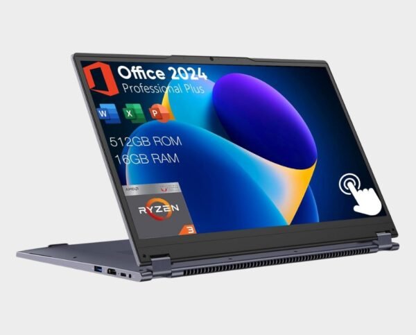 15.6" 2-in-1 Laptop | 16GB DDR4 RAM 512GB Storage | AMD Ryzen 3 3200U (up to 3.5GHz) | AMD Radeon Vega 3 | FHD Touchscreen | Windows 11 Pro | Wi-Fi 5 | BT5.1 | RJ45 | Backlit Keyboard, Gray